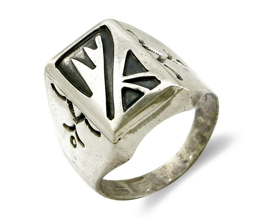 Navajo Overlay Ring .925 Handmade Native American C.80's