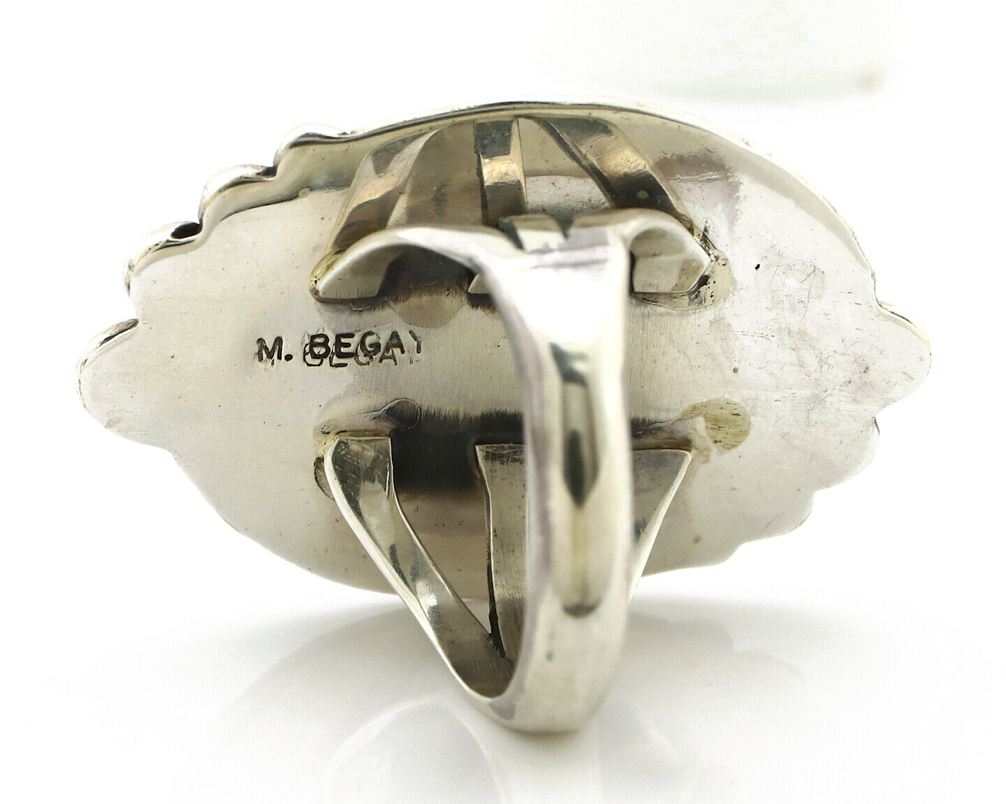 Navajo Ring 925 Silver Turquoise Mountain Artist Signed M Begay C.80's