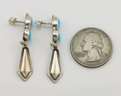 Navajo Earrings 925 Silver Natural Blue Turquoise Native American Earrings C80's