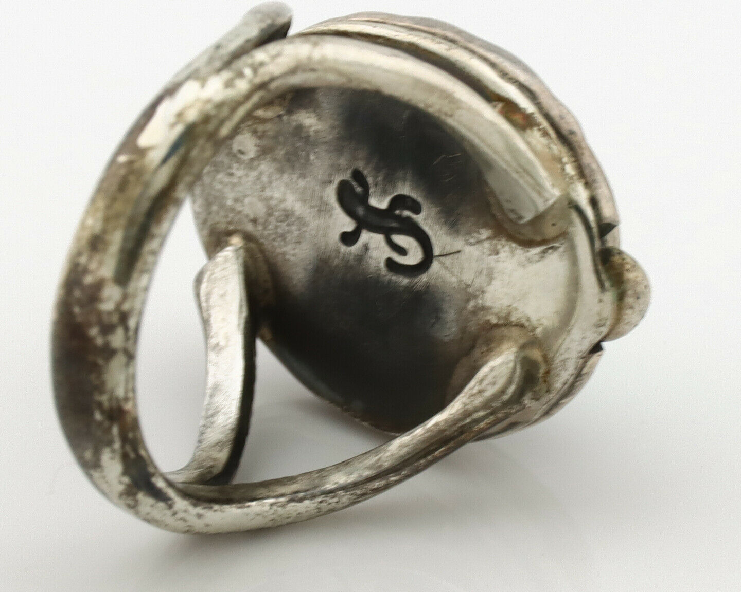 Navajo Ring .925 Silver Blue Turquoise Artist Signed Gecko C.1980's