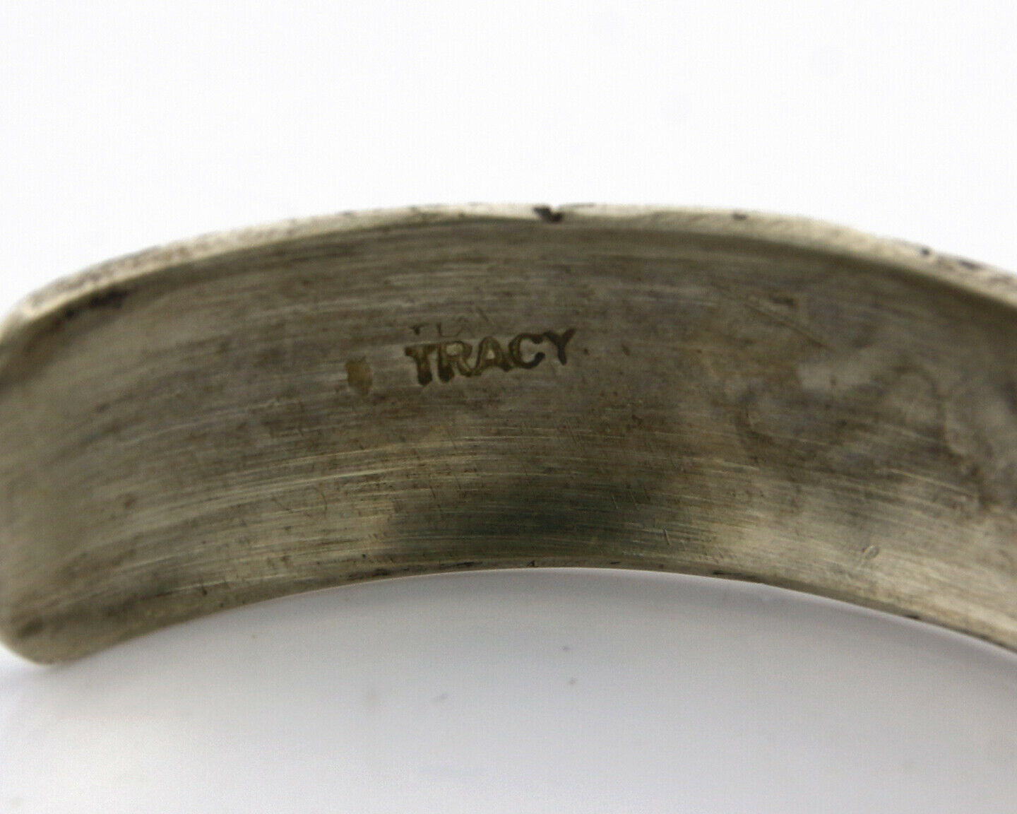 Navajo Bracelet .925 Silver Hand Stamped Artist Signed Tracy C.80's
