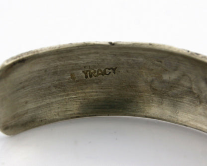 Navajo Bracelet .925 Silver Hand Stamped Artist Signed Tracy C.80's