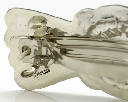 Navajo Hair Clip Barrette .925 Silver Hand Stamped Artist Signed Harold Tom C80s