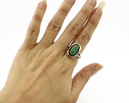 Navajo Ring .925 Silver Kingman Turquoise Handmade Native American Artist C.80's