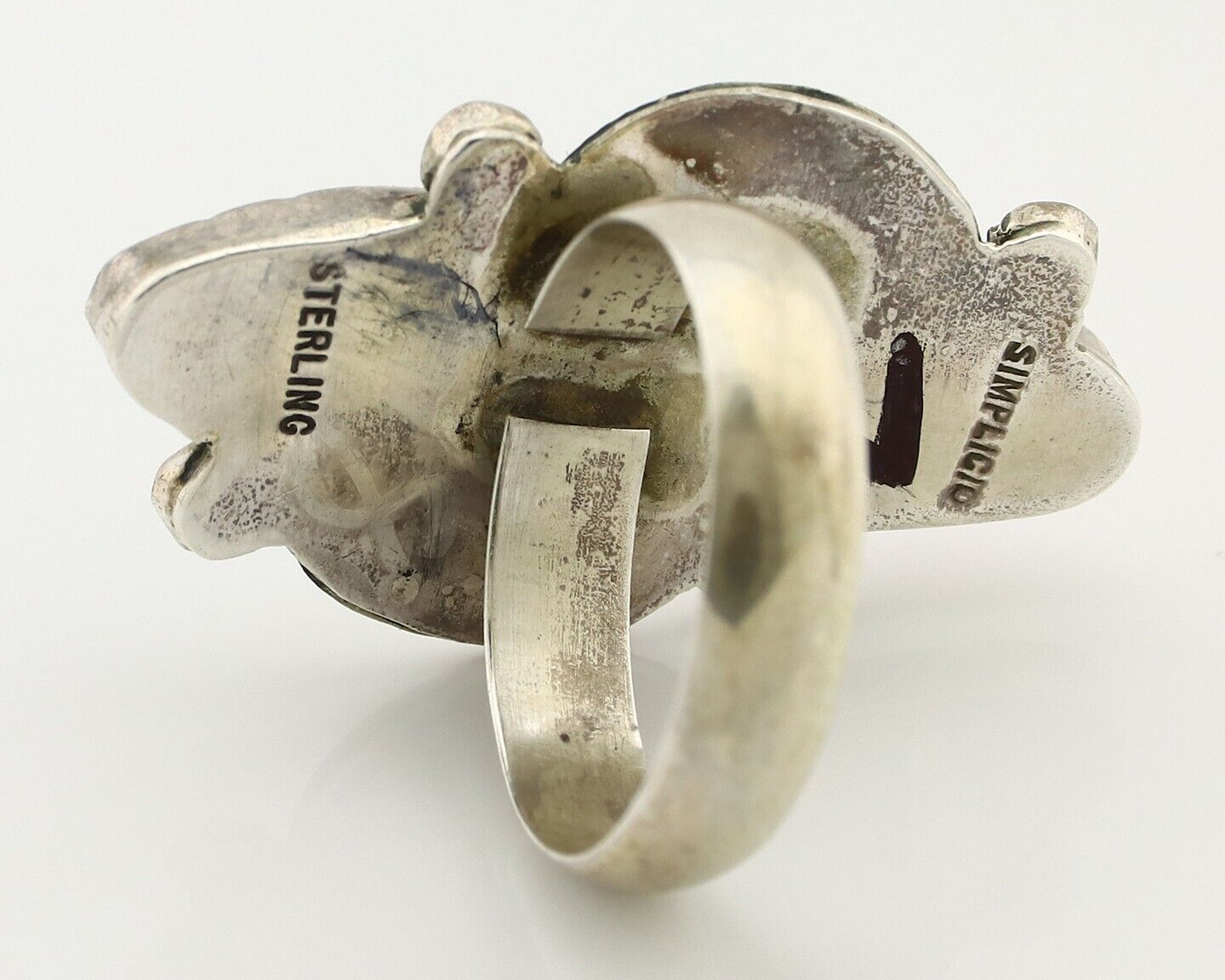 Navajo Ring 925 Silver Blue Turquiose & Mediterranean Coral Native Artist C.80's