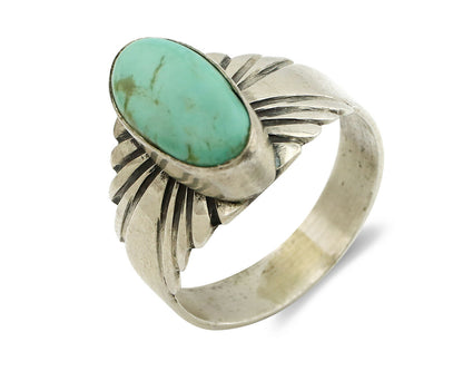 Navajo Ring .925 Silver Kingman Turquoise Artist Signed Apache C.80's
