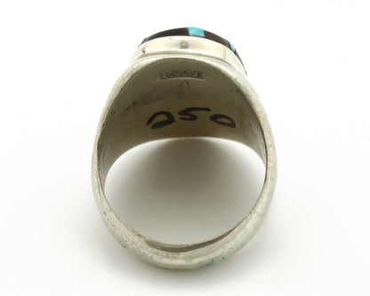 Zuni Inlaid Ring .925 Silver Gemstone Artist Richard & Geneva Terraza C.1980's