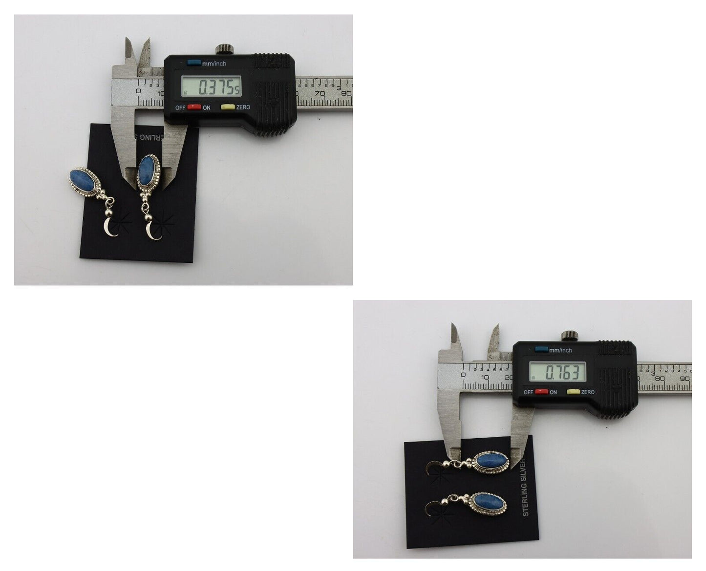 Navajo Earrings 925 Silver Natural Royal Blue Lapis Native American Artist C90s