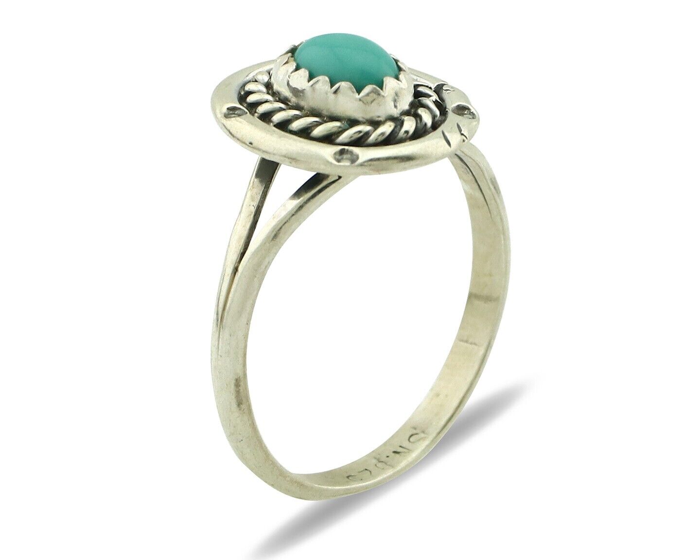 Navajo Ring .925 Silver Natural Blue Turquoise Artist Signed SN C.80's
