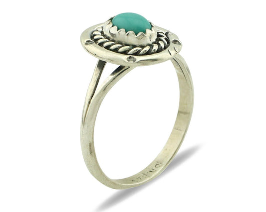 Navajo Ring .925 Silver Natural Blue Turquoise Artist Signed SN C.80's