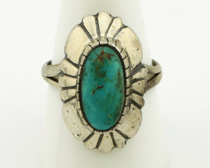 Navajo Ring .925 Silver Green Turquoise Signed M Montoya C.80's