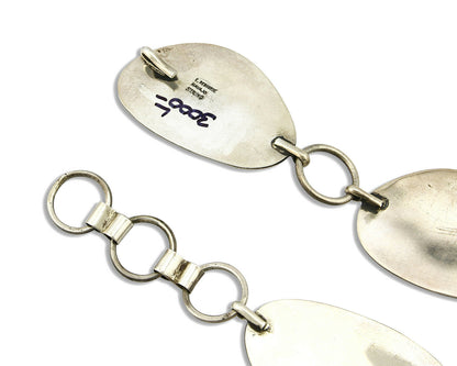 Navajo Bear Paw Concho Belt .925 Silver Red Coral Signed E. Redhorse C.80's