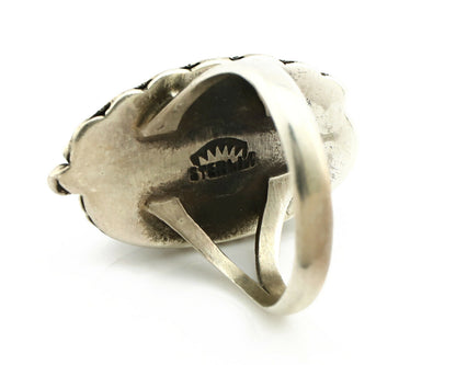 Navajo Ring .925 Silver Turquoise Mountain Signed Artist Apache C.80's