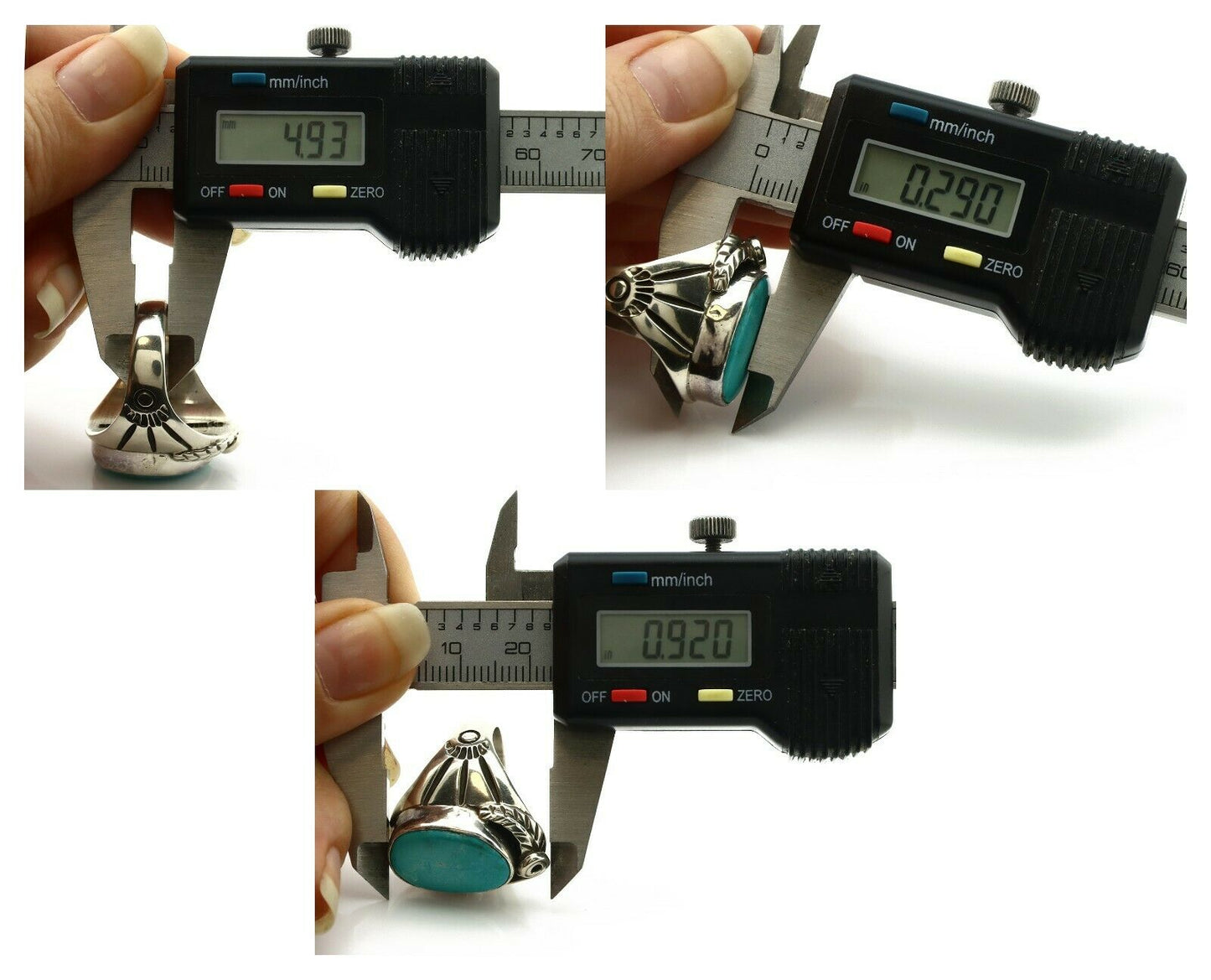 Navajo Ring .925 Silver Morenci Southwest Turquoise Native Artist C.80's