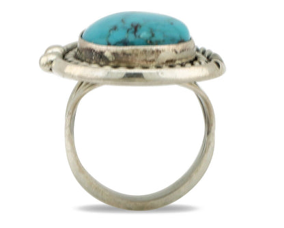 Navajo Ring 925 Silver Natural Blue Turquoise Artist Signed Ben S C.80's