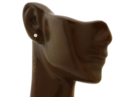 SOLID 14k Yellow Gold Basket 4 Prong 3.0mm Wide Simulated Diamond Stud Earrings