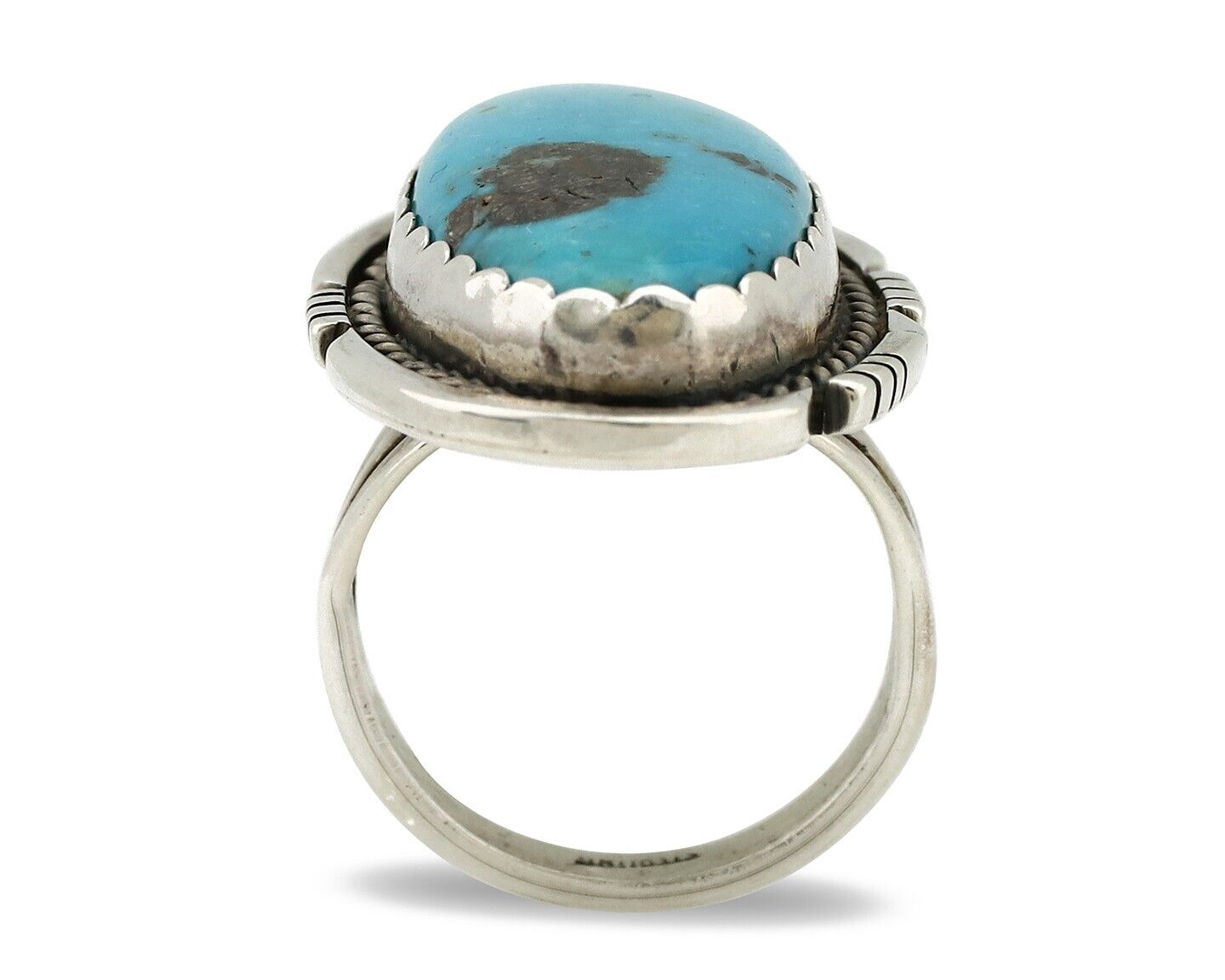 Navajo Ring 925 Silver Morenci Turquoise Native American Artist C.80's