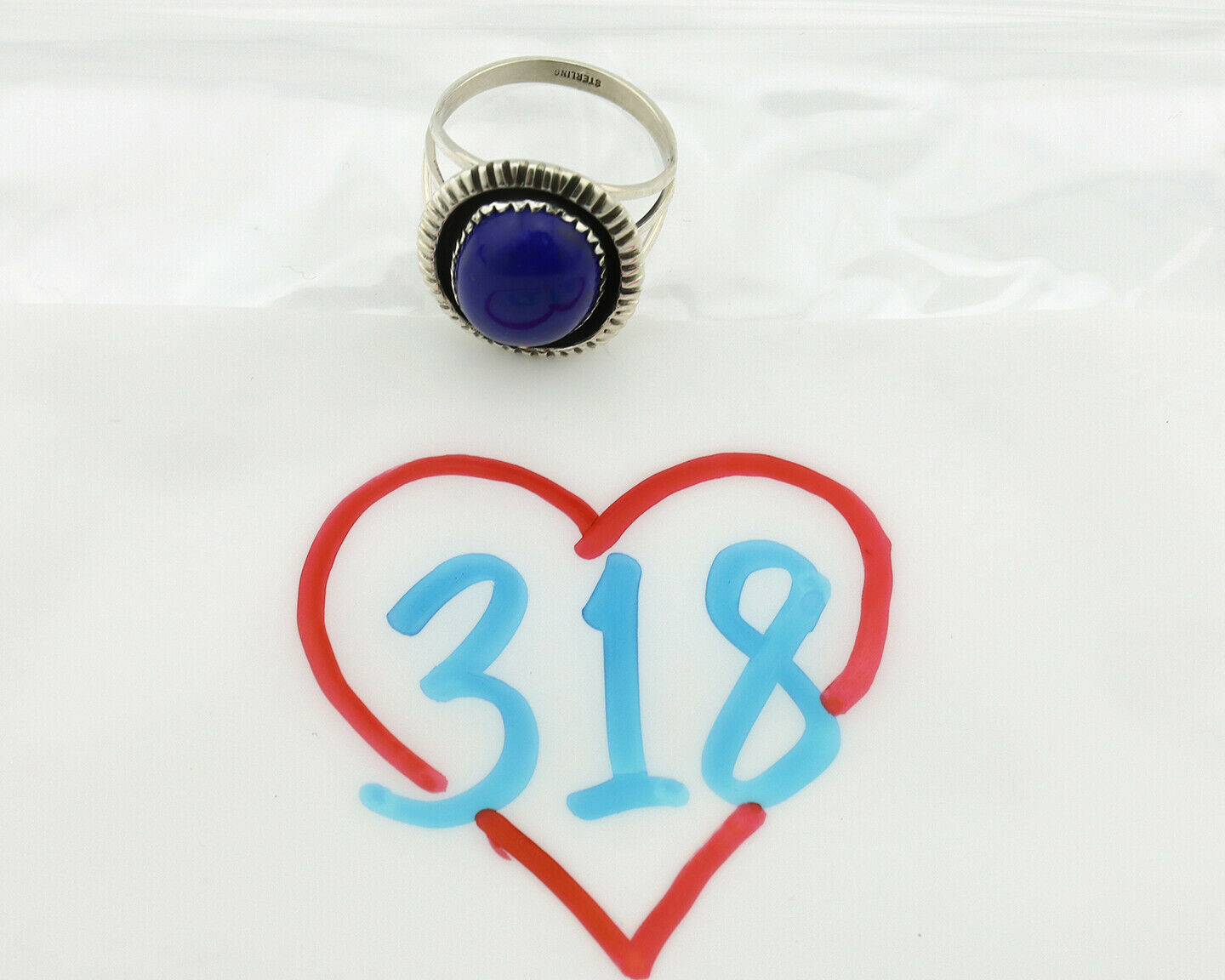 Navajo Ring .925 Silver Natural Lapis Lazuli Native American Artist C.80's