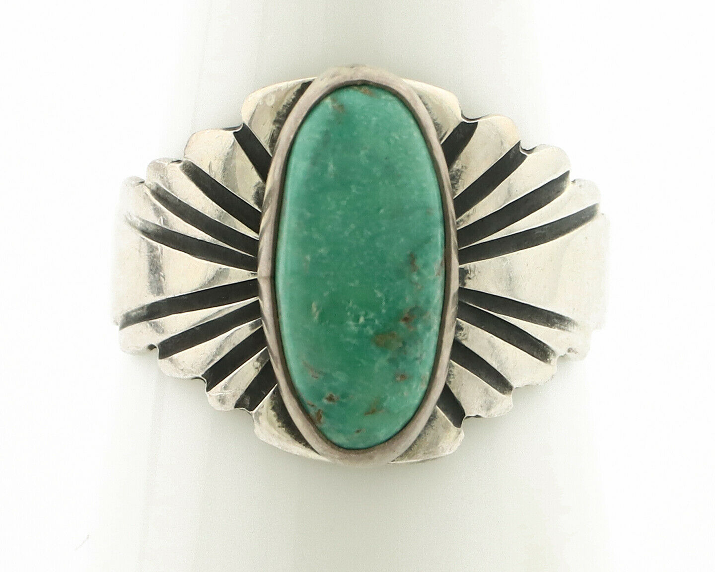 Navajo Ring .925 Silver Kingman Turquoise Artist Signed Apache C.80's