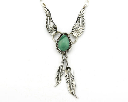 C. 1990 Navajo Handmade .925 Silver & Natural Malachite Necklace