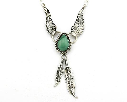 C. 1990 Navajo Handmade .925 Silver & Natural Malachite Necklace