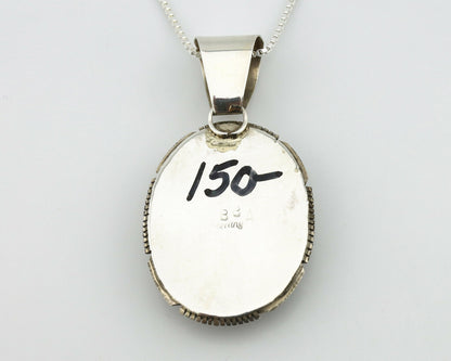 Navajo Pendant .925 Silver Green Agate Turquoise Artist Signed BB C.80's