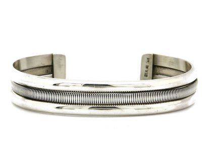 Women's Navajo Bracelet .925 Silver Handmade Cuff Signed TAHE C.1980's