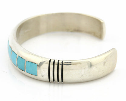 Navajo Bracelet .925 Silver Southwest Turquoise Cuff Artist TAHE C.80's