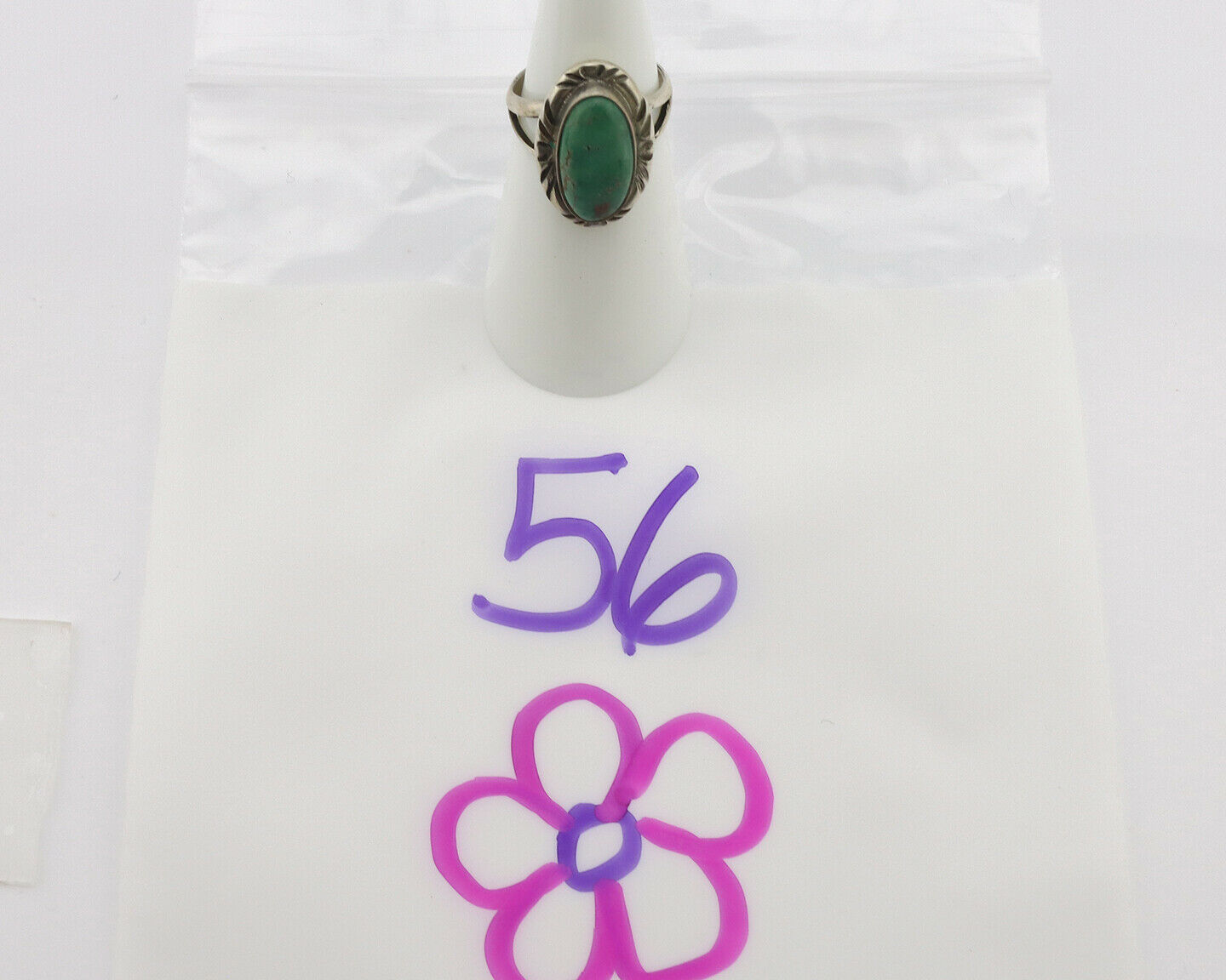 Navajo Ring .925 Silver Kingman Turquoise Native Artist Signed C.80's
