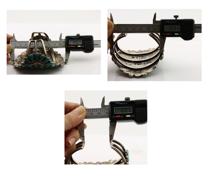 Navajo Link Bracelet .925 Silver Natural Blue Turquoise Artist Robert Gene C80s