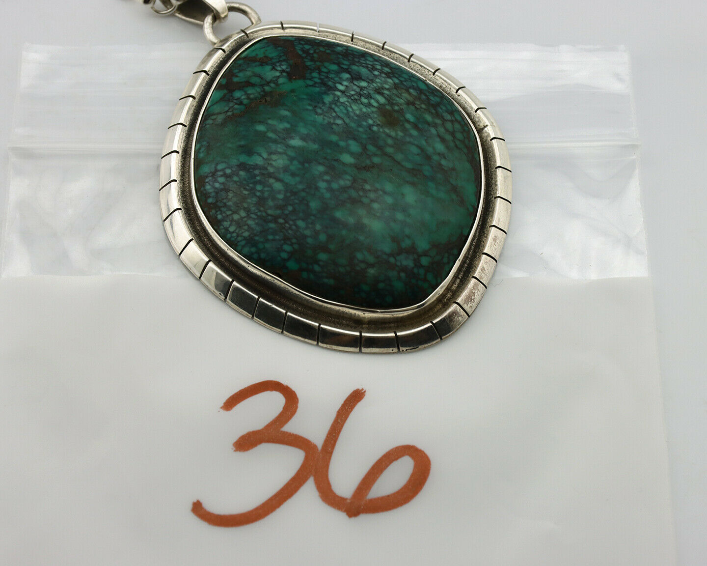 Navajo Necklace .925 Silver Spiderweb Turquoise Artist Native American C.80's