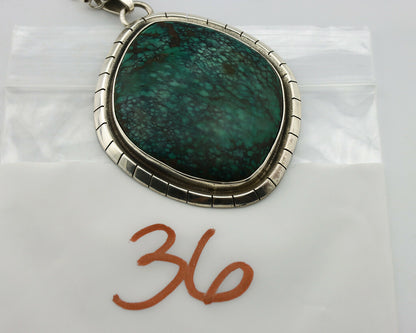 Navajo Necklace .925 Silver Spiderweb Turquoise Artist Native American C.80's