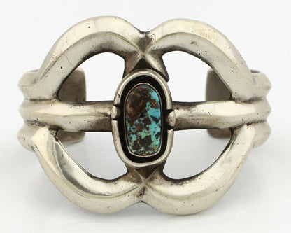Navajo Sand Cast Bracelet .925 Silver Blue Diamond Turquoise Native American 75s