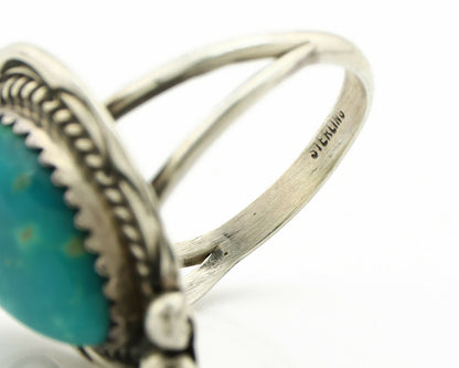 Navajo Ring .925 Silver Blue Turquoise Artist Signed Anna Begay C.1980's