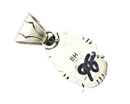 Navajo Pendant .925 Silver Royston Turquoise Signed Artist BH C.80's