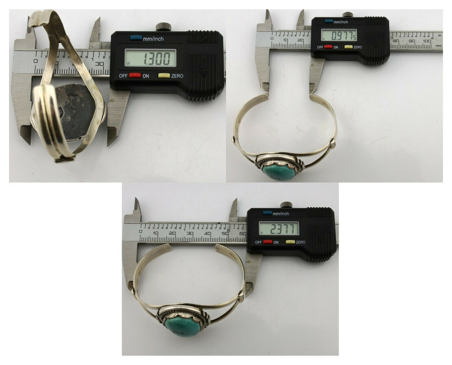Navajo Bracelet .925 Silver Royston Turquoise Signed Apache Manufacturing C.80's