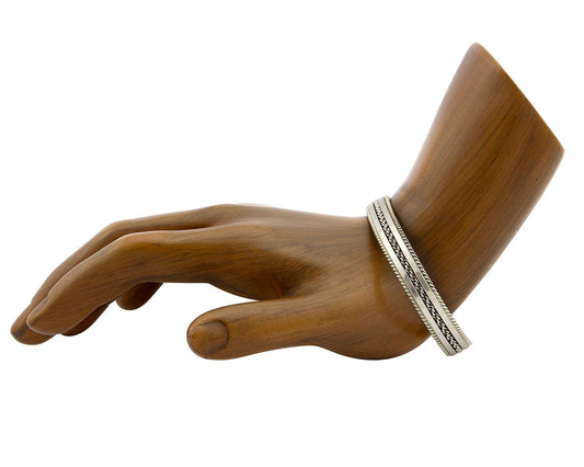 Navajo Bracelet .925 Silver Handmade Cuff Artist Signed TAHE C.80's