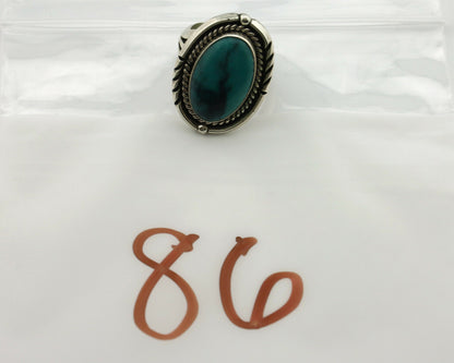 Navajo Ring .925 Silver Turquoise Mountain Artist Signed EA C.80's