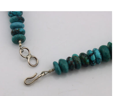 Navajo Necklace 925 Silver Black & Blue Spiderweb Turquoise Native Artist C.80's