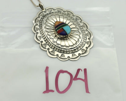 Navajo Necklace .925 Silver Gemstone Signed Marcella James C.80's
