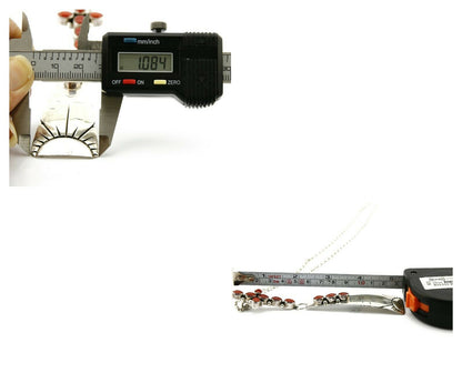 Women's Navajo Necklace .925 Silver Mediterranean Coral Pendant Signed