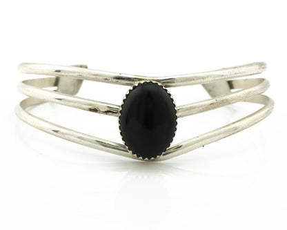 Navajo Bracelet .925 Silver Natural Black Onyx Artist Native American C.90's