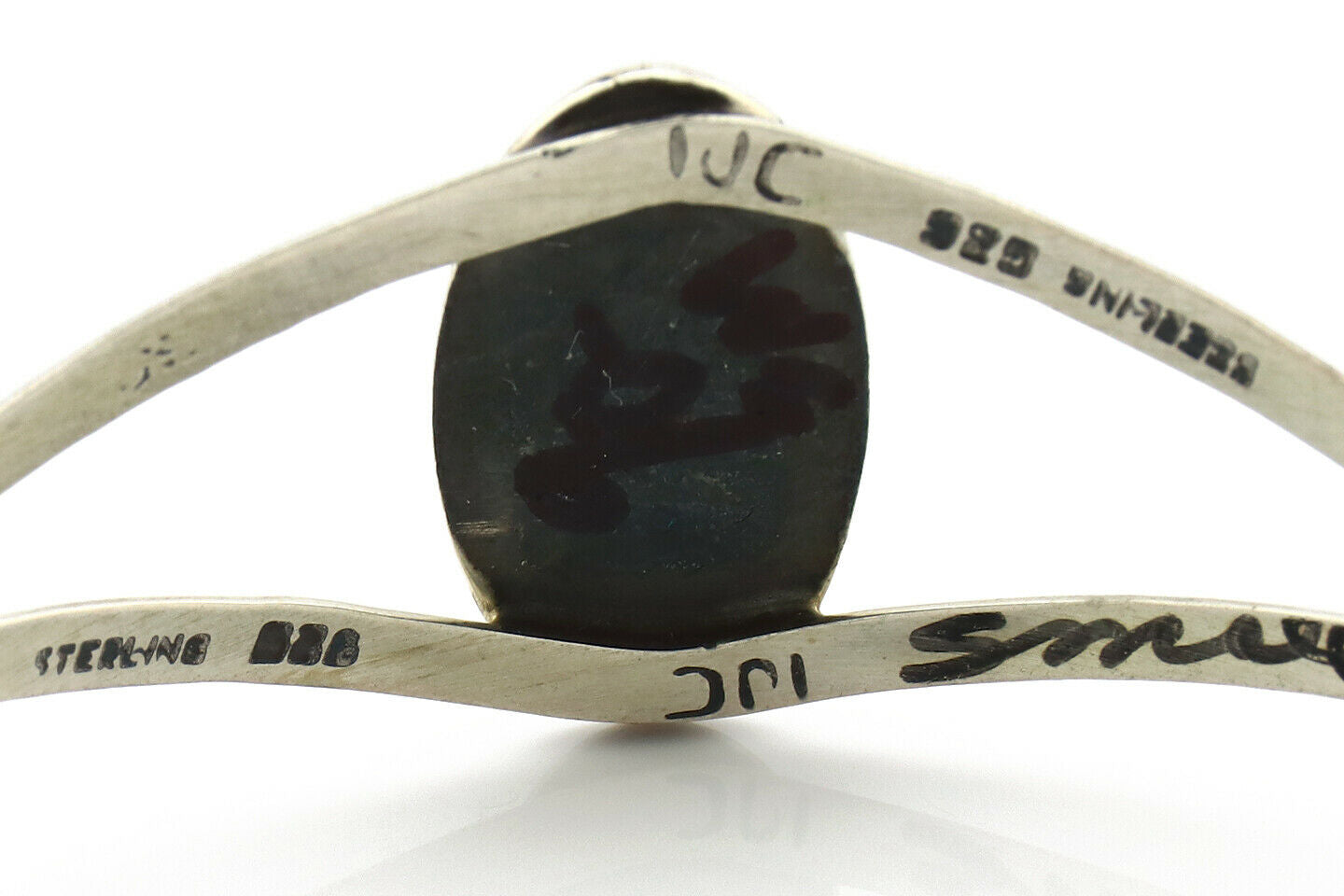 Navajo Bracelet .925 Silver Natural MOP Artist Signed IJC C.90's