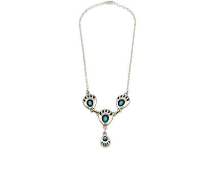 Navajo Necklace .925 Silver Sleeping Beauty Turquoise K Chavez C.80's