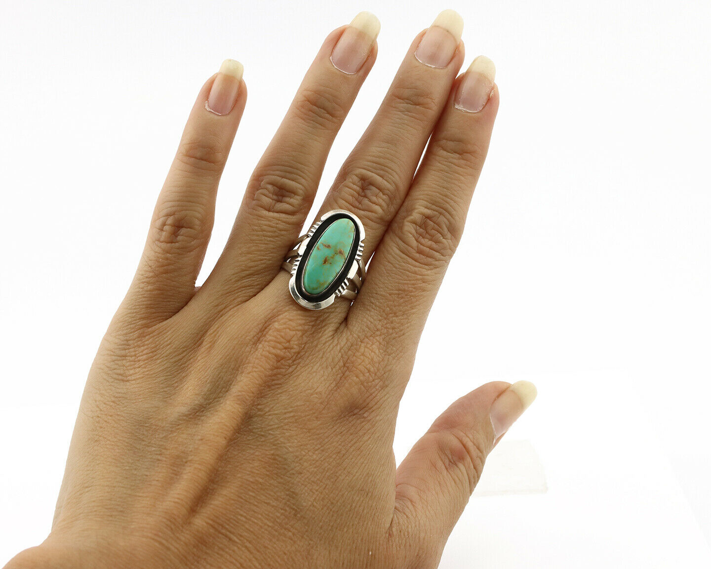 Navajo Ring .925 Silver Arizona Turquoise Native American Artist Handmade C.80's