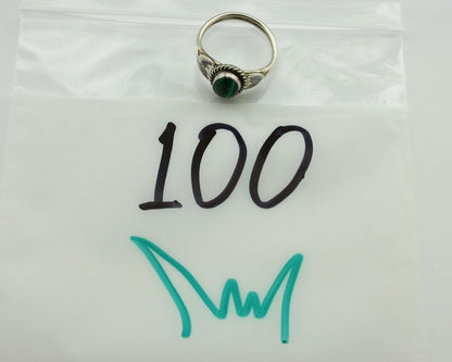 Navajo Ring 925 Silver Natural Mined Malachite Native American Artist C.80's