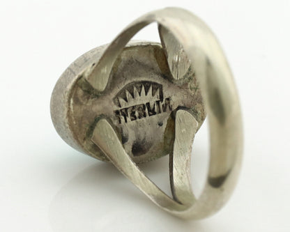 Navajo Ring .925 Silver Kingman Turquoise Native American Artist C.1980's