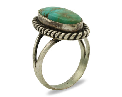 Navajo Ring .925 Silver Royston Turquoise Native American Artist C.1980's