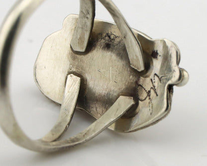 Navajo Ring .925 Silver Natural Pink Mussel Artist Signed Justin Morris C.80's