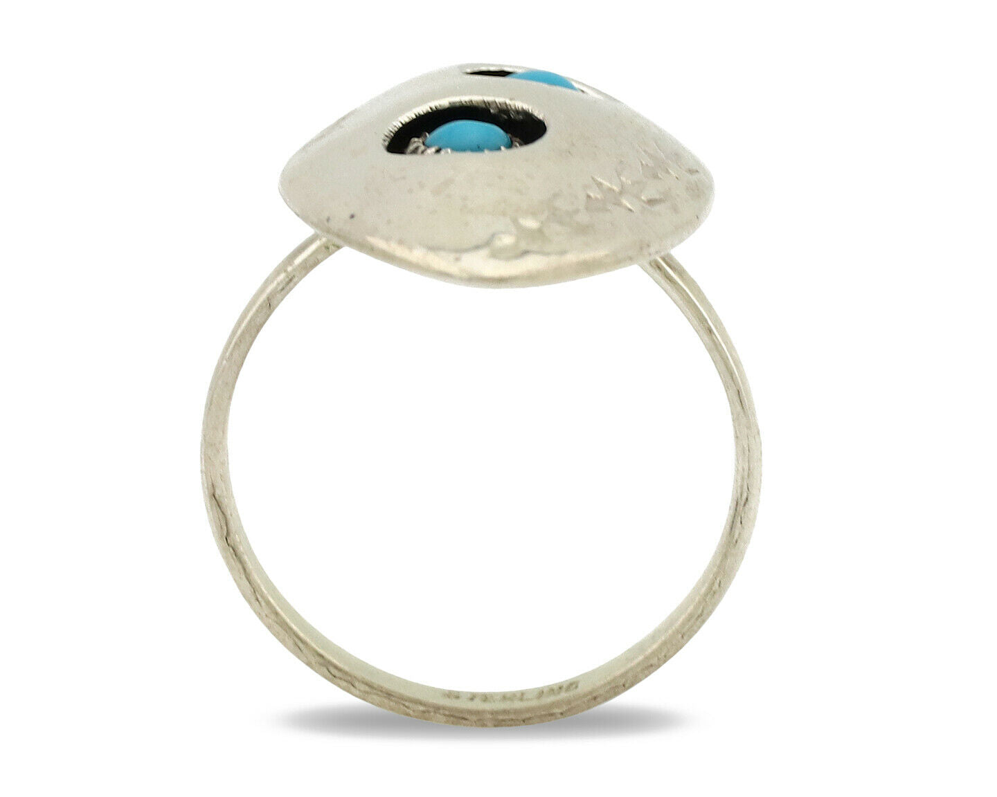 Navajo Ring .925 Silver Handmade Spiderweb Turquoise Native Artist C.1980's